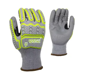 15G Gray HDPE W/Glass Fiber Stainless Liner(ANSI CUT A4), Polyurethane Palm Coated Gloves With Thumb Saddle and TPR Back