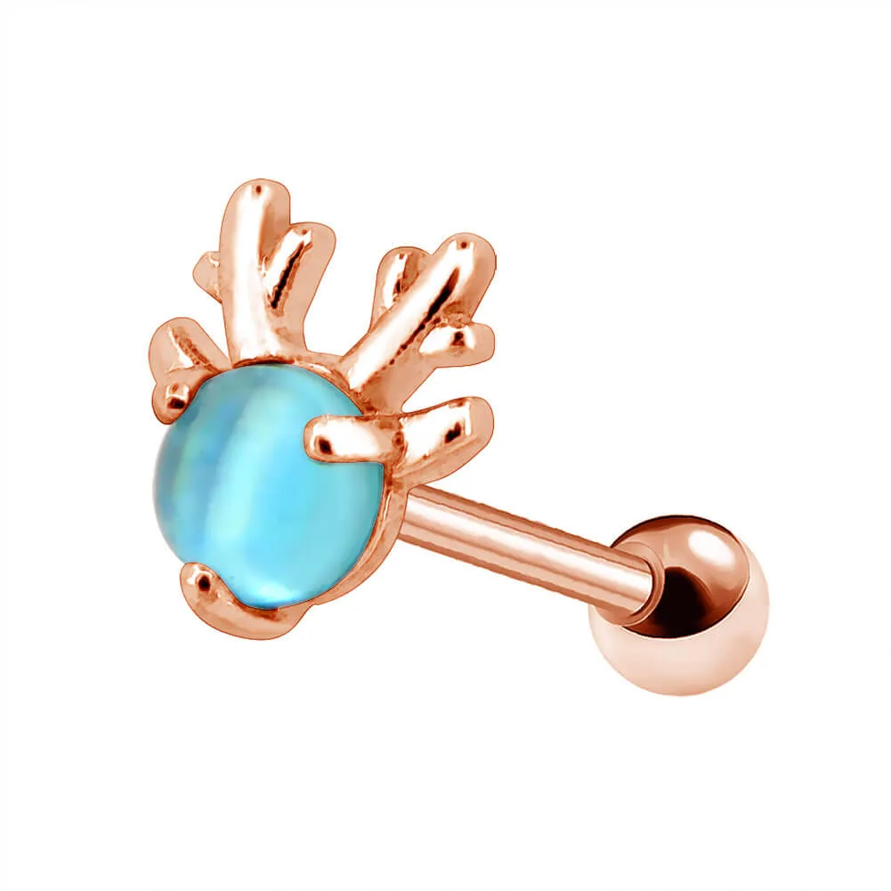 16G Reindeer Rose Gold Helix and Upper Lobe Stud Earring