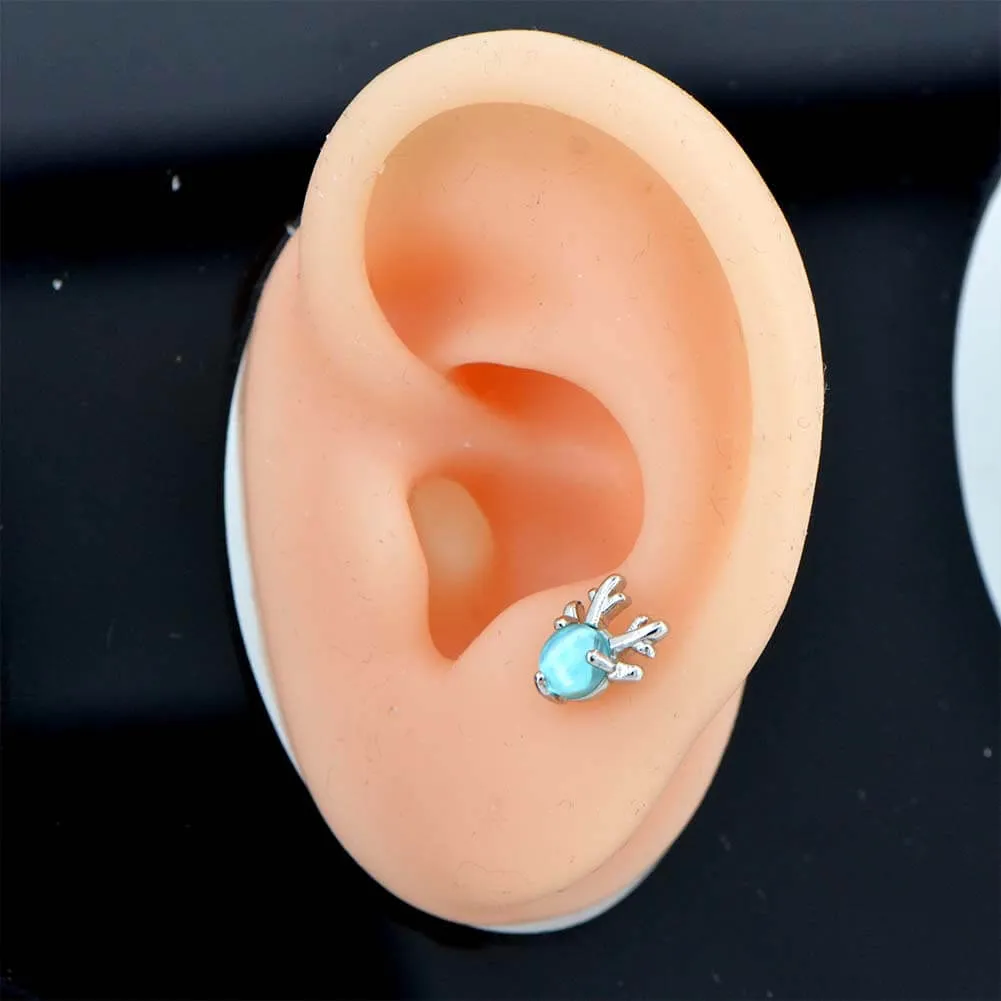 16G Reindeer Rose Gold Helix and Upper Lobe Stud Earring