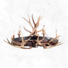 6 Light Wagon Wheel Antler Chandelier