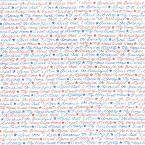 All American - Patriotic Sayings Daisy White Yardage