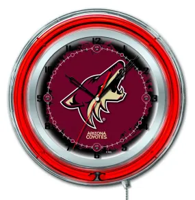 Arizona Coyotes HBS Neon Red Hockey Battery Powered Wall Clock (19")