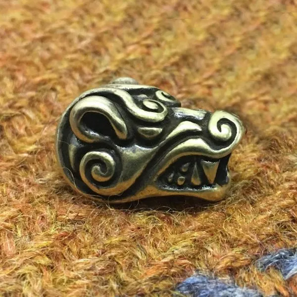 Bear Head Beard Bead - Bronze