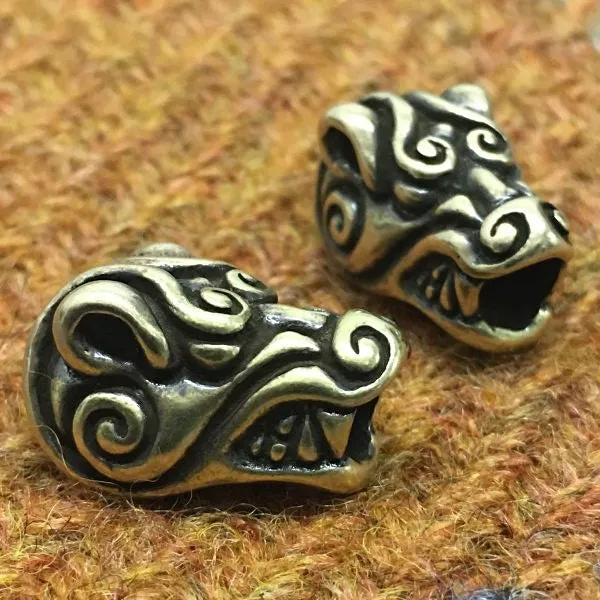 Bear Head Beard Bead - Bronze