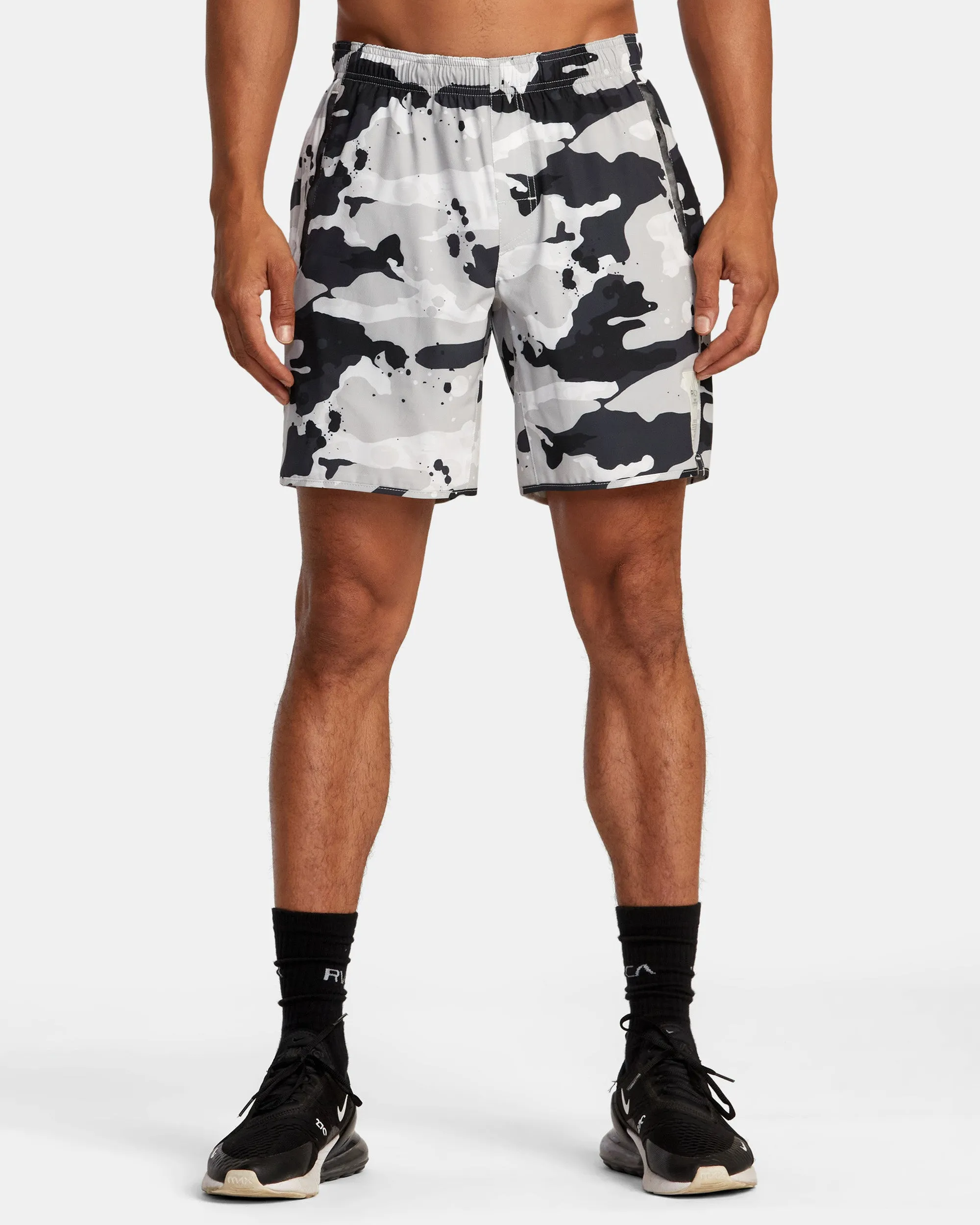 Bedwin x Stash Yogger Stretch 17 Elastic Waist Shorts - Black/White