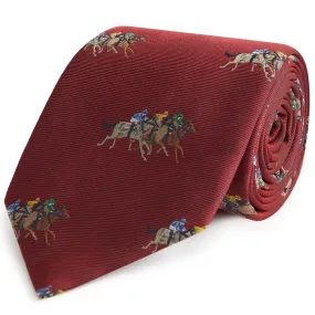 Burgundy Horse And Jockey Twill Silk Tie