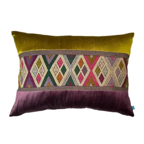 Chartreuse Plum Thai Textile Pillow