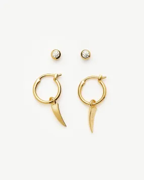 Claw Hoop & Stud Earrings Set | 18k Gold Vermeil