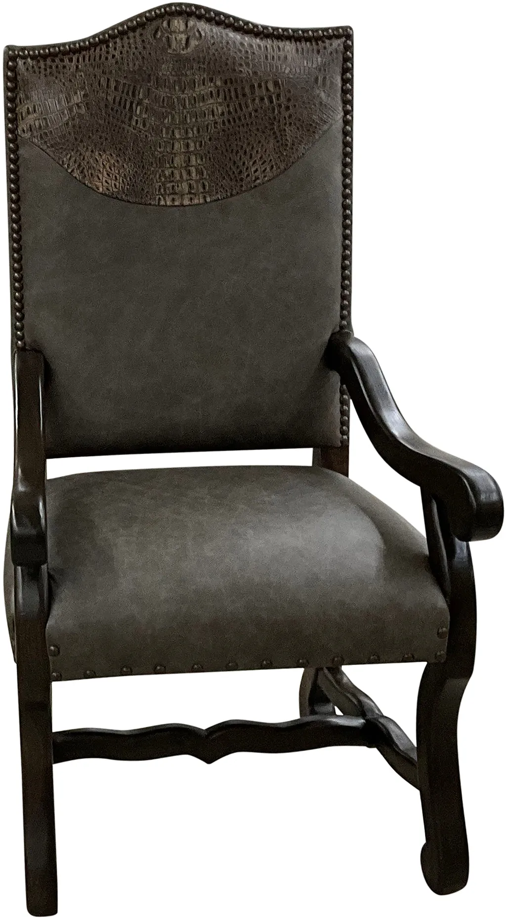 Croco Embossed Gray Western Dining Chair