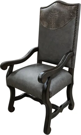 Croco Embossed Gray Western Dining Chair