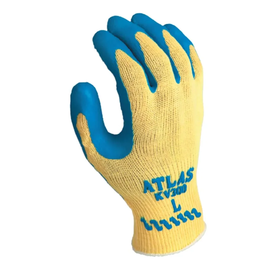 DISP T- NATURAL RUBBER PALM COATING - Atlas Rubber Palm-Coated Gloves, Blue/Yellow