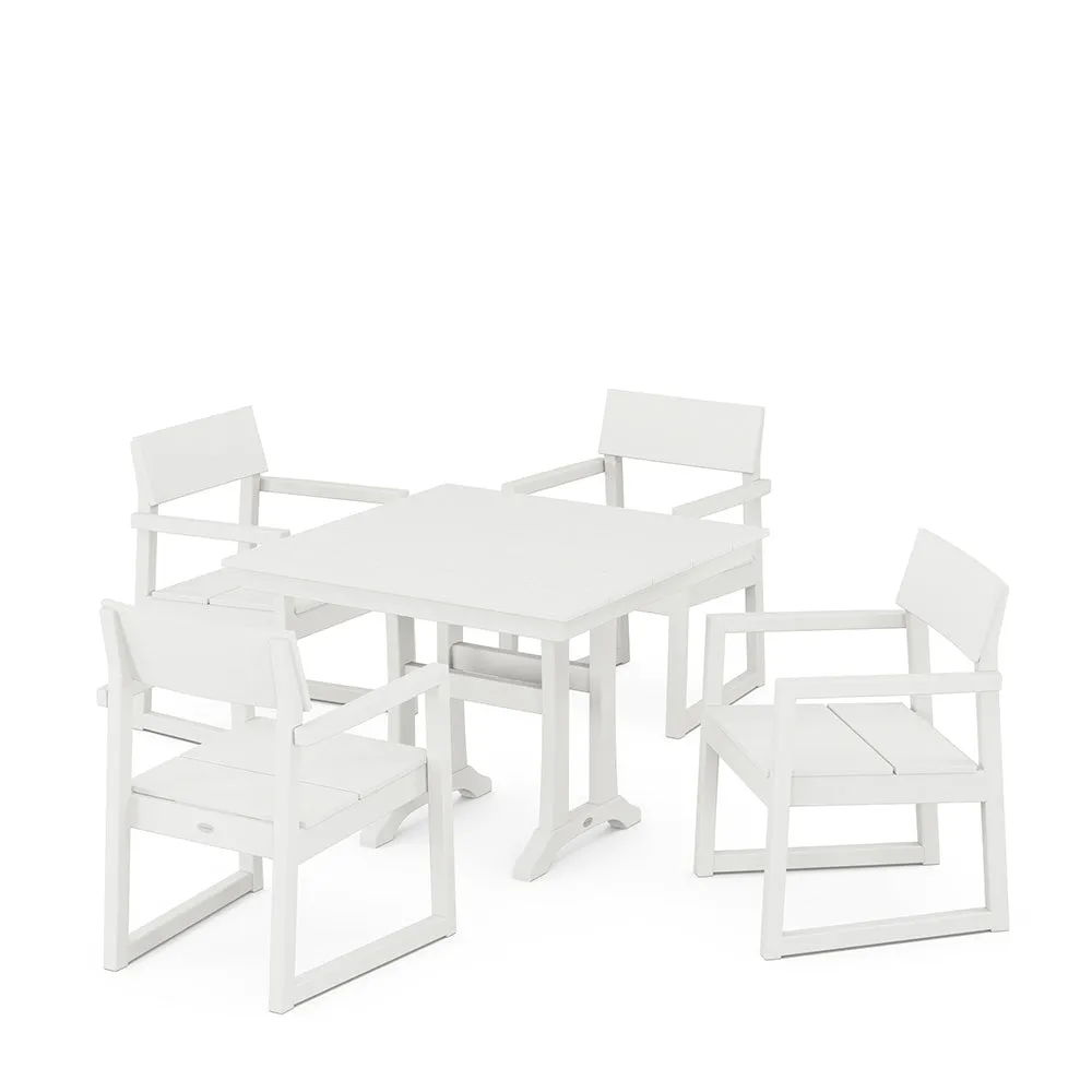 Edge 5 Piece Farmhouse Dining Set with Trestle Legs