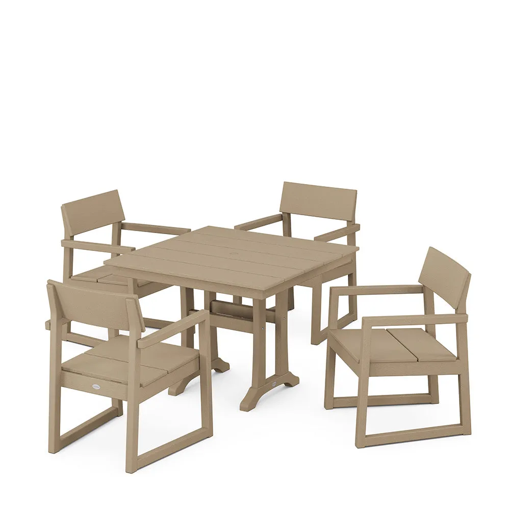 Edge 5 Piece Farmhouse Dining Set with Trestle Legs