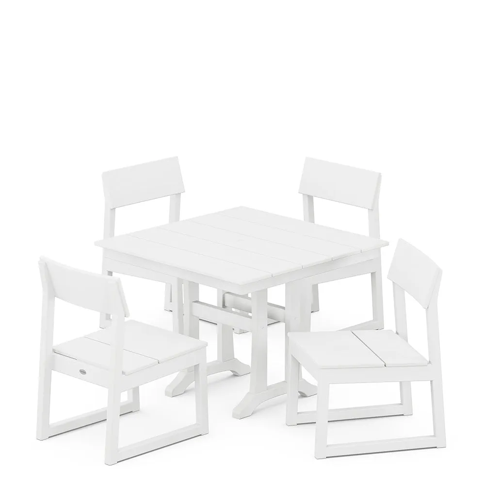 Edge 5 Piece Farmhouse Dining Set with Trestle Legs