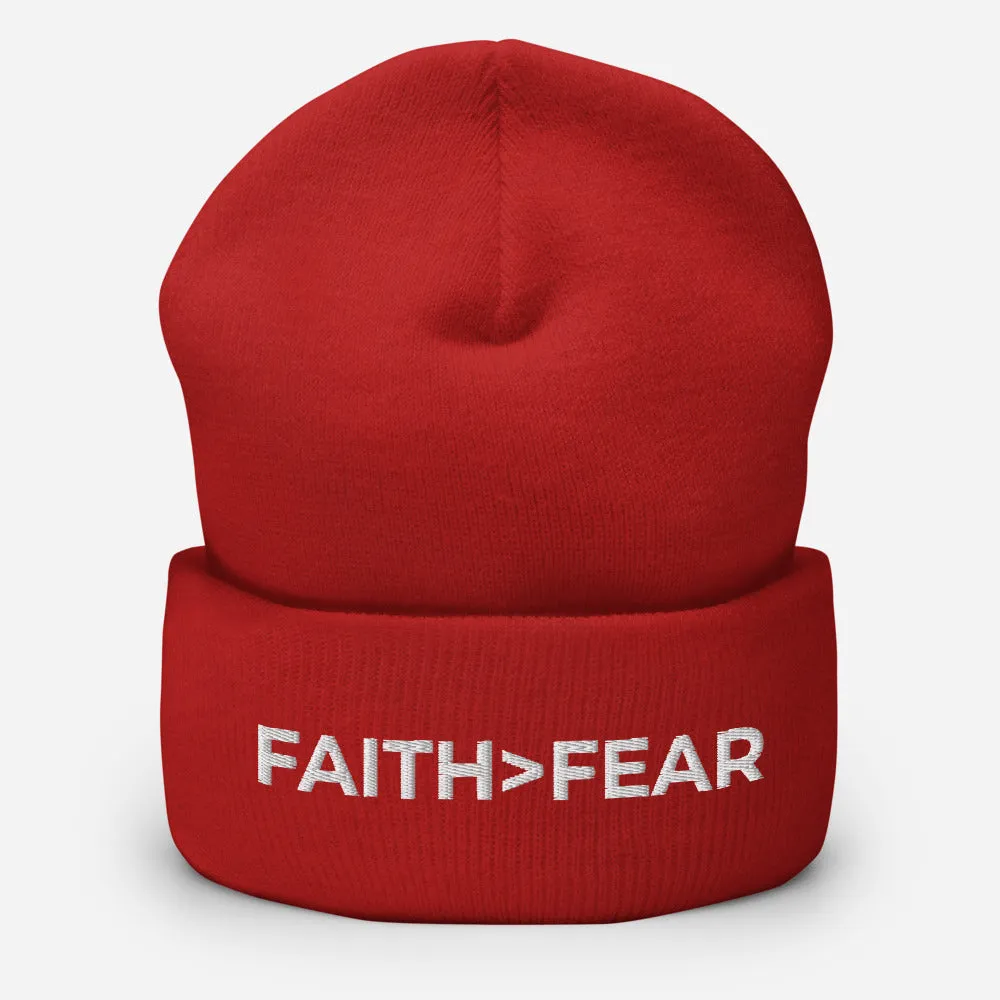 Faith Greater Than Fear Cuffed Beanie