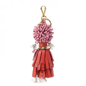 Prada Trick Pelle Key Chain Ring Bag Charm Doll Wendy Red Pink Leather