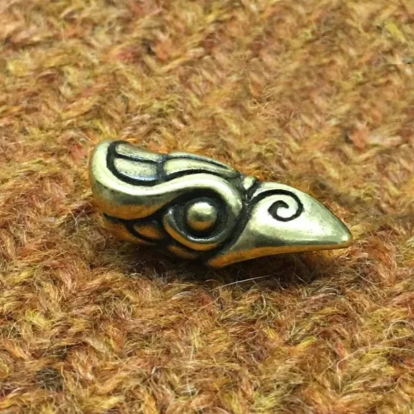 Raven Head Beard Bead - Bronze