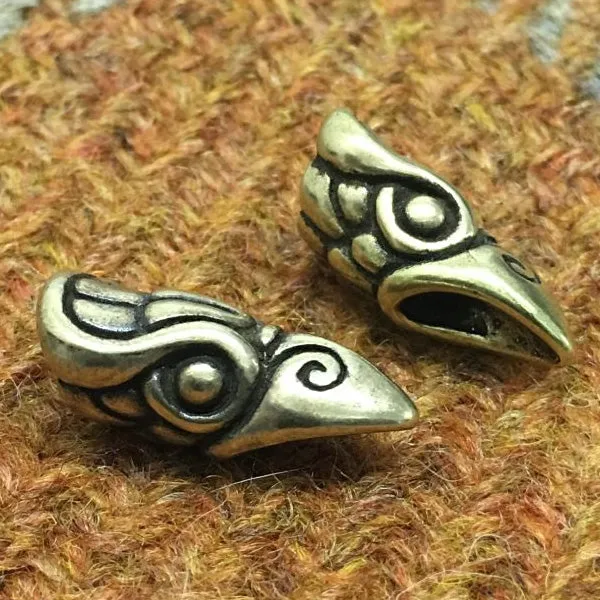 Raven Head Beard Bead - Bronze