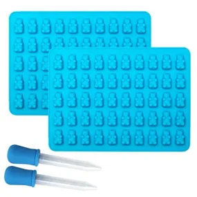 Rurah 50 Grid Silicone Gummy Bear Candy Chocolate Mold With Dropper Making Cute Gift Blue 2 Pack