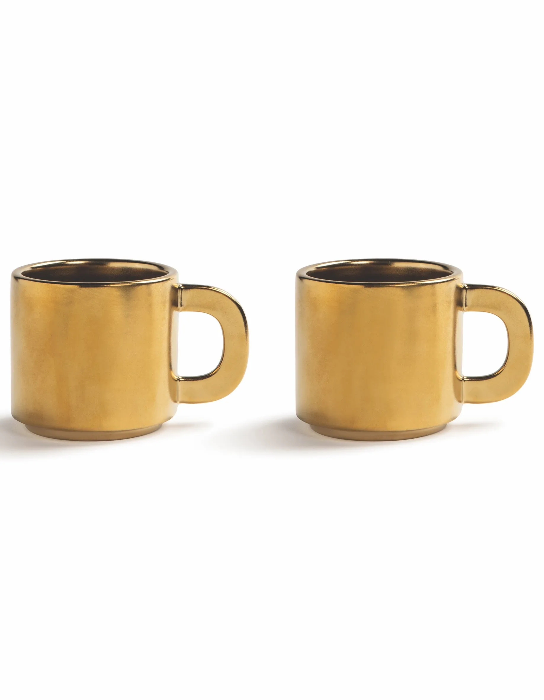 Set Of Two Shiny Gold Mugs