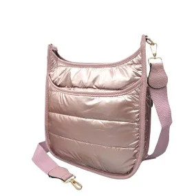 Solid Quilted Shiny Puffer Crossbody Bag