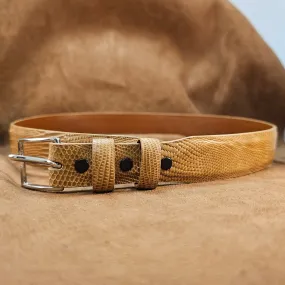 Tan Lizard Leather Belt Strap - 1 1/4 > 1 Taper