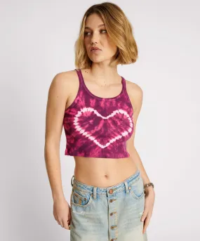 TIE DYE HEART CROPPED RIB TANK