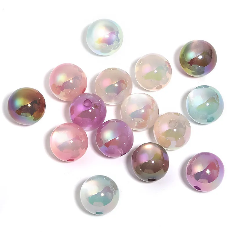 Wholesale 100pcs 16mm UV Coated Resin Cat's Eye Beads Straight Hole Round Beads