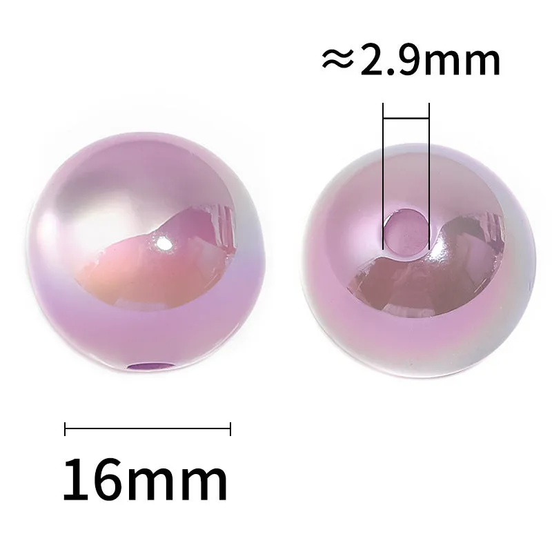 Wholesale 100pcs 16mm UV Coated Resin Cat's Eye Beads Straight Hole Round Beads