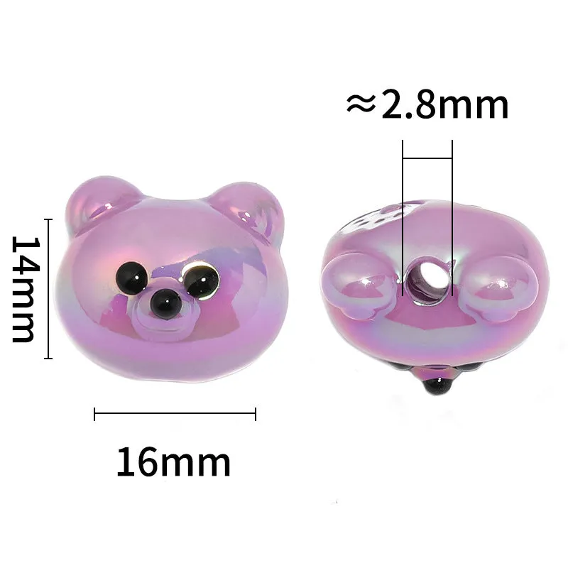 Wholesale 100pcs DIY Solid Color UV Electroplating Red Panda Acrylic Vertical Hole Beads