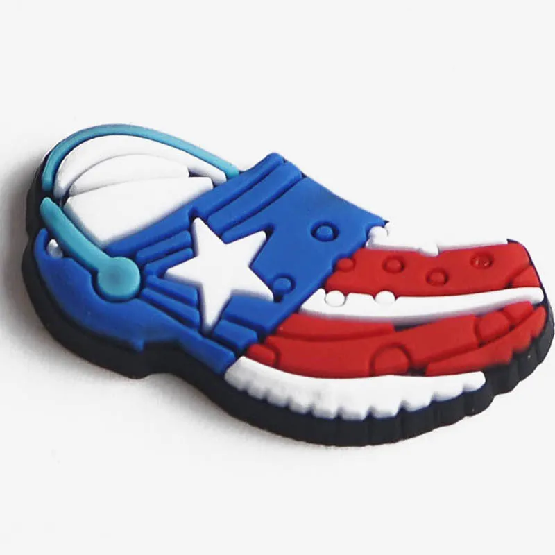 Wholesale 100PCS PVC DIY Hole Shoes Accessories Puerto Rico Flag Shoes Flowers