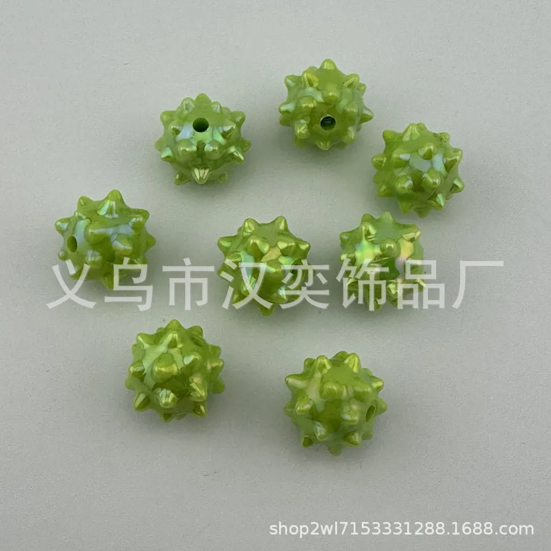 Wholesale 100pcs Solid Color Acrylic UV Plated Sea Urchin 16MM Straight Hole for Pen Beads