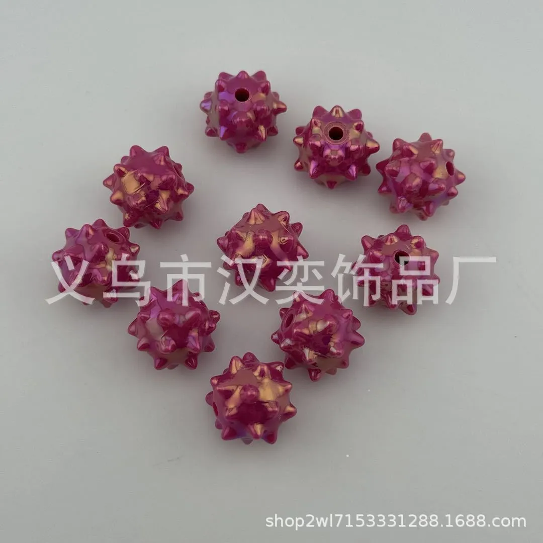 Wholesale 100pcs Solid Color Acrylic UV Plated Sea Urchin 16MM Straight Hole for Pen Beads