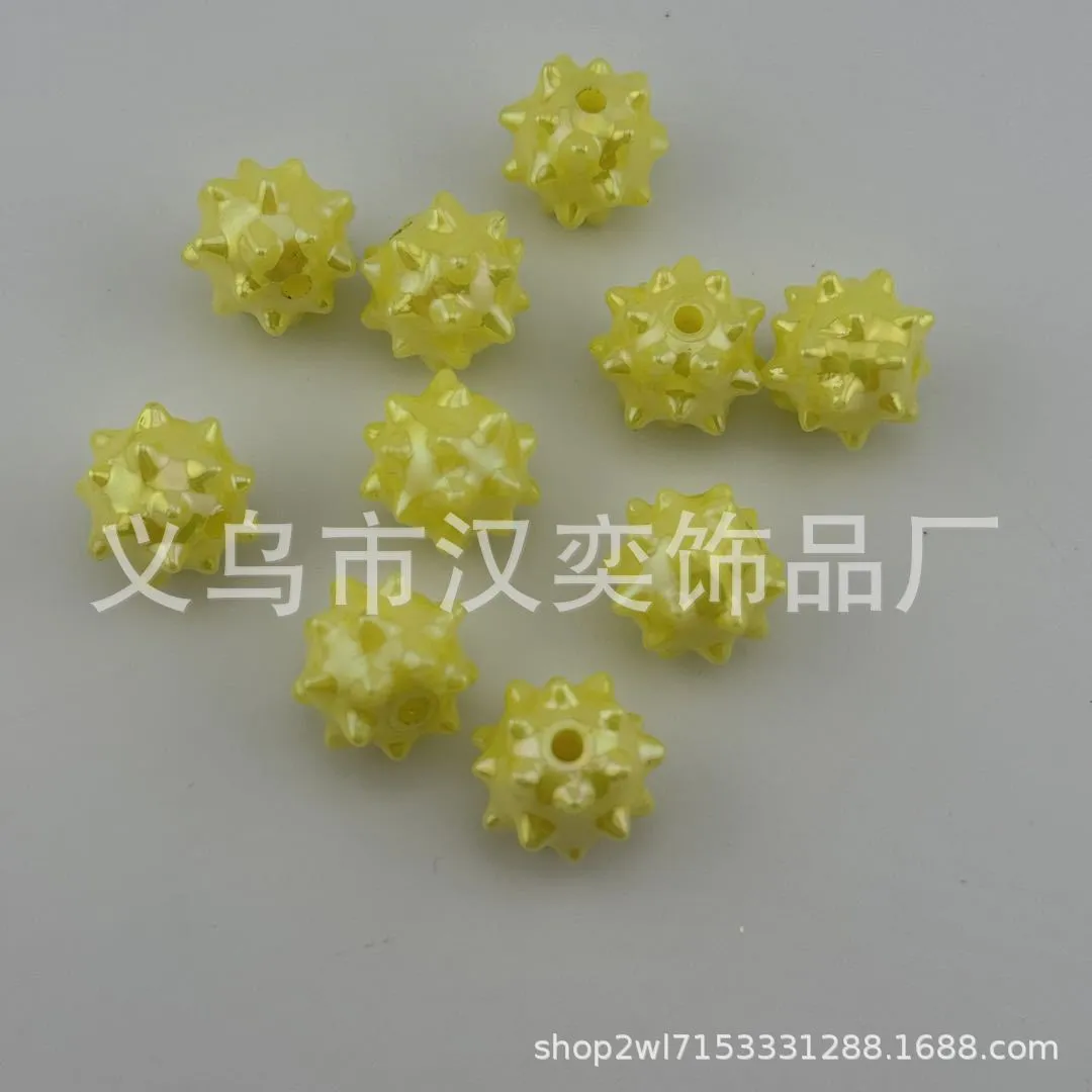 Wholesale 100pcs Solid Color Acrylic UV Plated Sea Urchin 16MM Straight Hole for Pen Beads