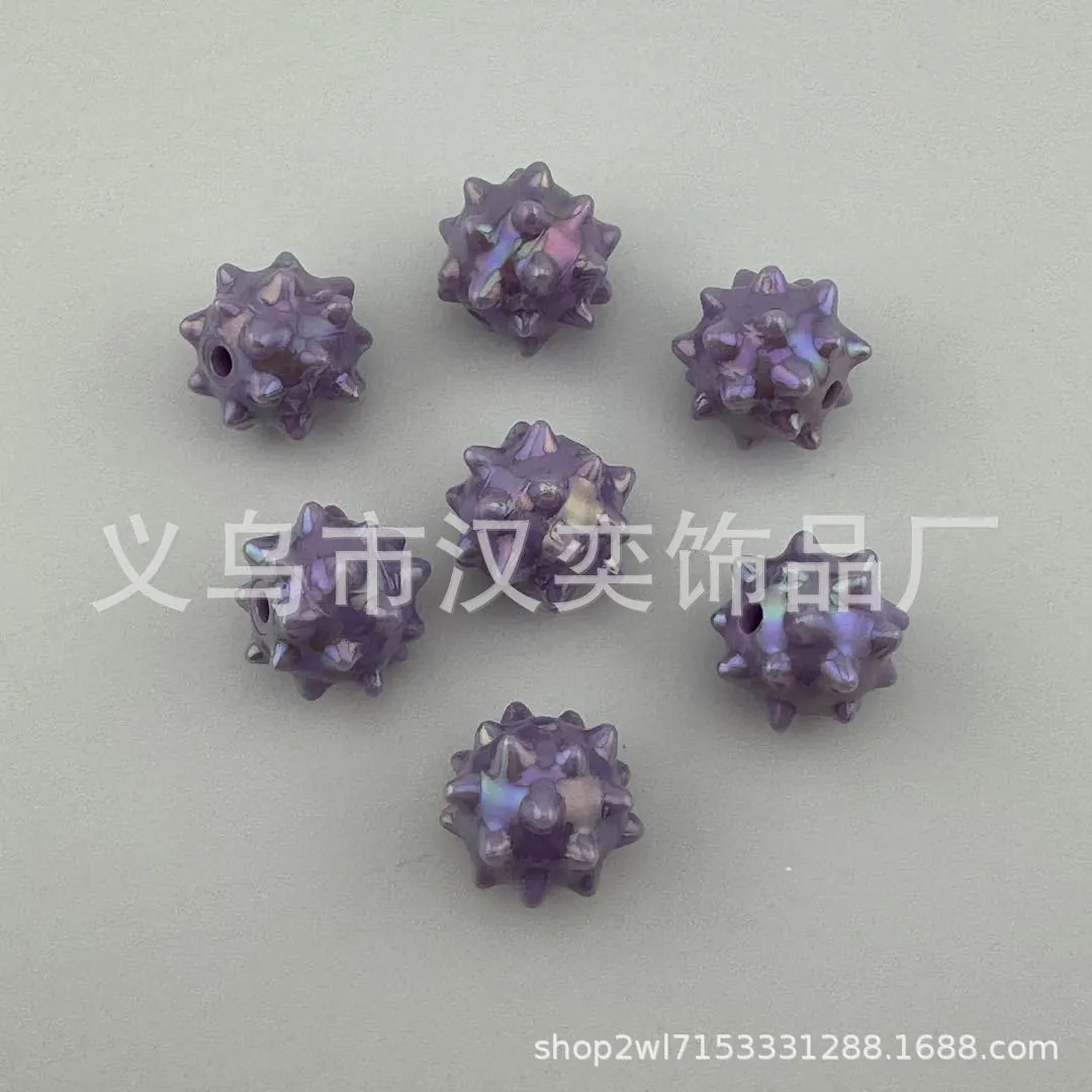 Wholesale 100pcs Solid Color Acrylic UV Plated Sea Urchin 16MM Straight Hole for Pen Beads