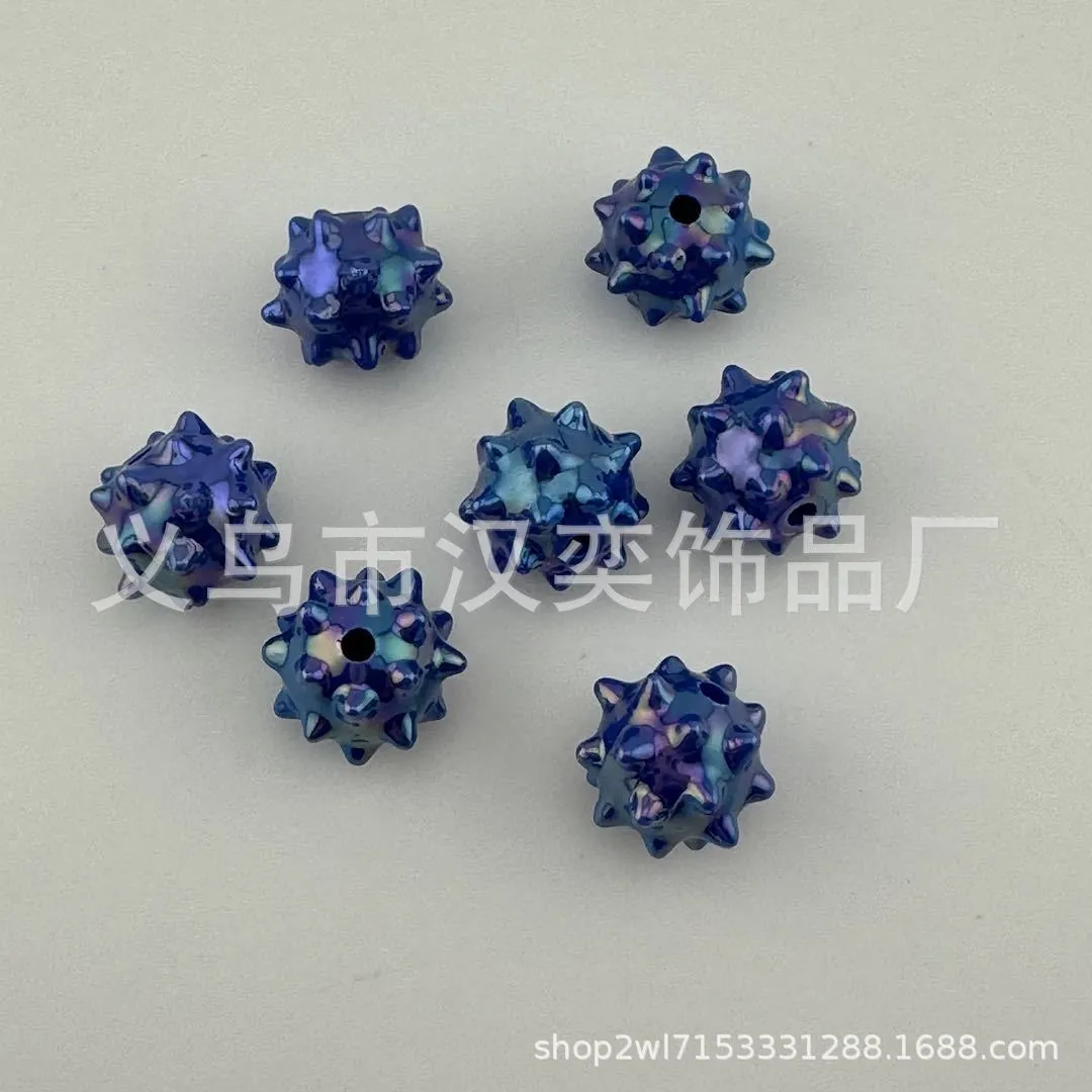 Wholesale 100pcs Solid Color Acrylic UV Plated Sea Urchin 16MM Straight Hole for Pen Beads