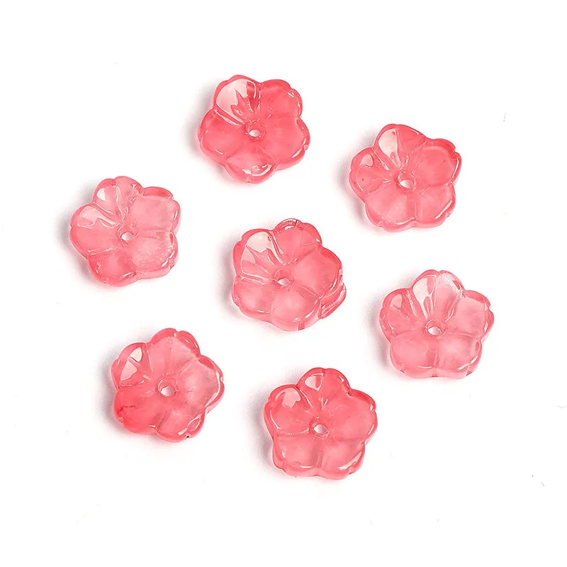 Wholesale 100pcs10mm Glass Transparent Petals Gradient Through Hole Beads DIY