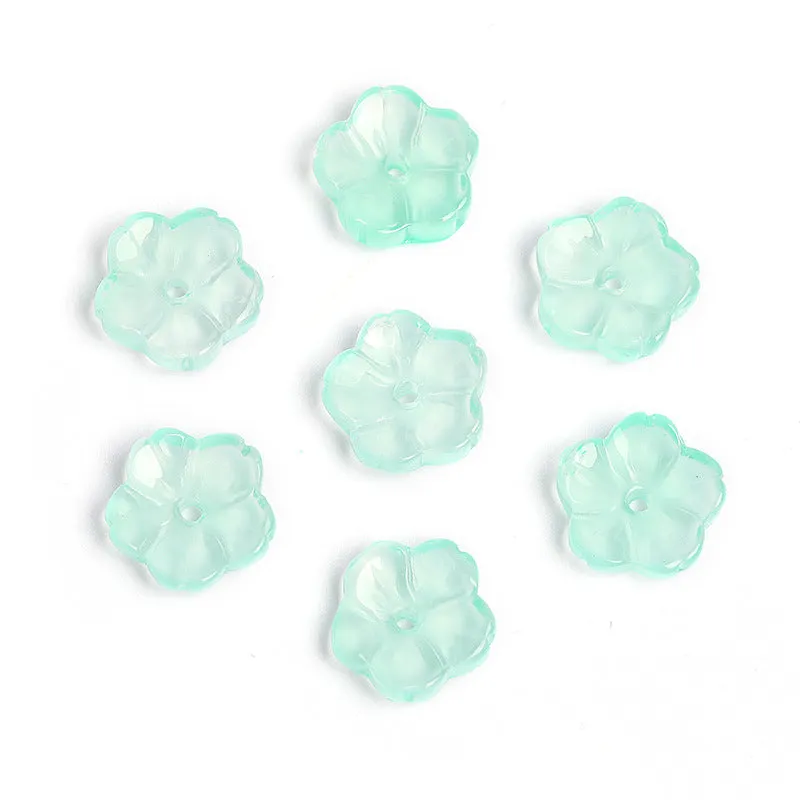 Wholesale 100pcs10mm Glass Transparent Petals Gradient Through Hole Beads DIY