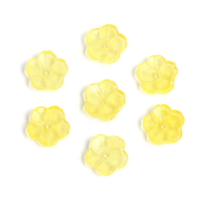 Wholesale 100pcs10mm Glass Transparent Petals Gradient Through Hole Beads DIY