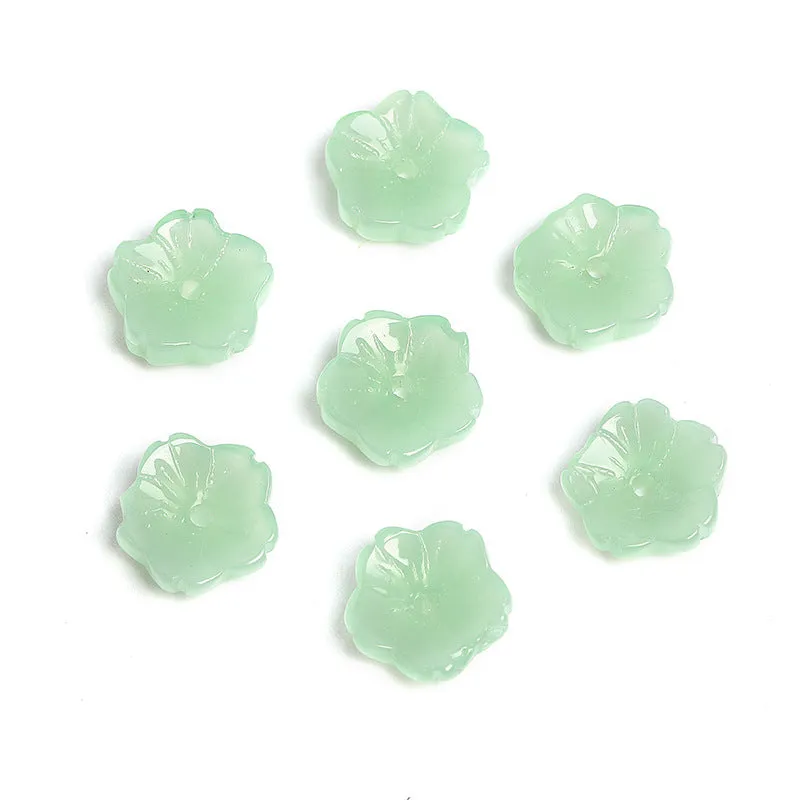 Wholesale 100pcs10mm Glass Transparent Petals Gradient Through Hole Beads DIY