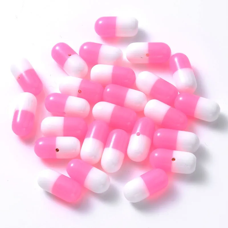 Wholesale 100pcs/pack 6*12mm Half-hole Imitation Pill Capsule Resin Beads