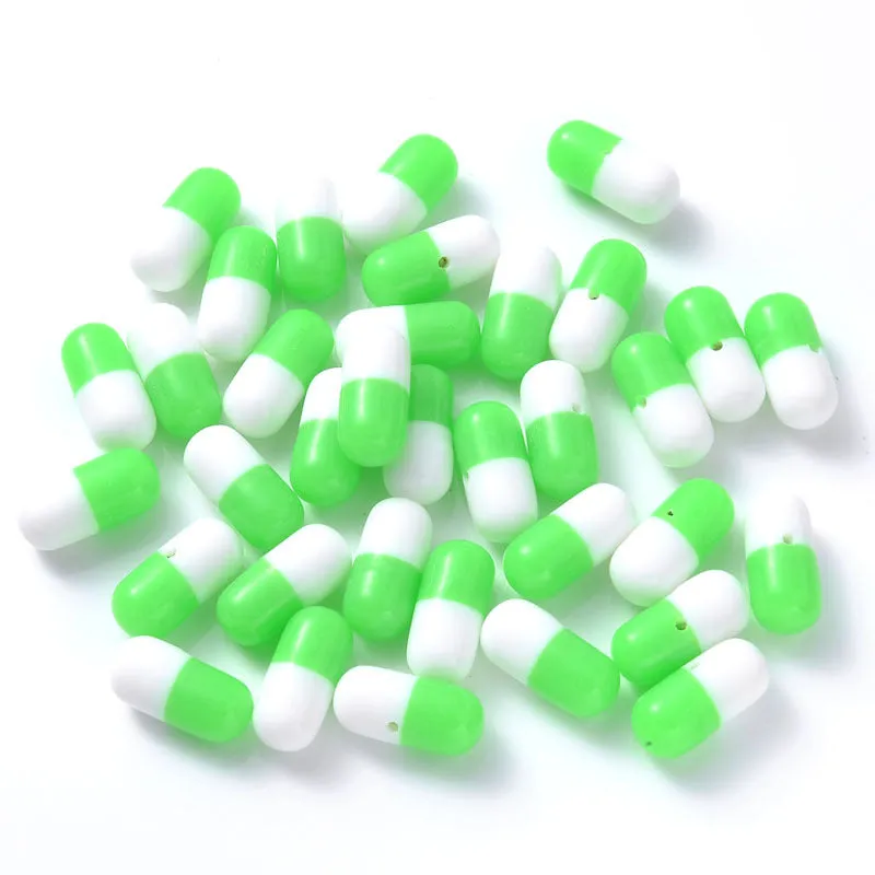 Wholesale 100pcs/pack 6*12mm Half-hole Imitation Pill Capsule Resin Beads