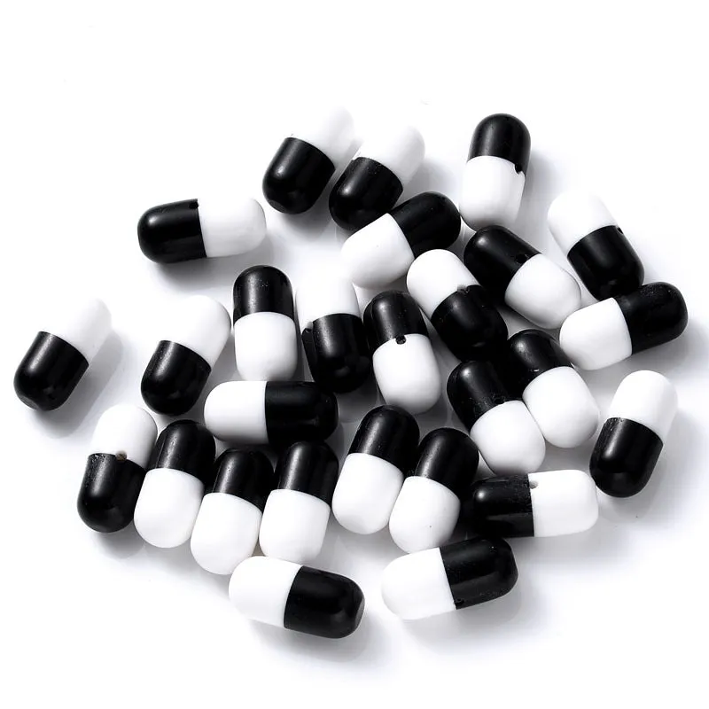 Wholesale 100pcs/pack 6*12mm Half-hole Imitation Pill Capsule Resin Beads