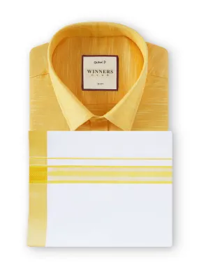 Winners Club Colour Shirts & Fancy Border Double Dhoti -Buttercup Yellow