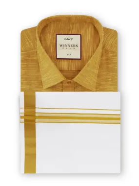 Winners Club Colour Shirts & Fancy Border Double Dhoti - Mustard