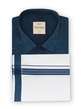 Winners Club Colour Shirts & Fancy Border Double Dhoti - Navy