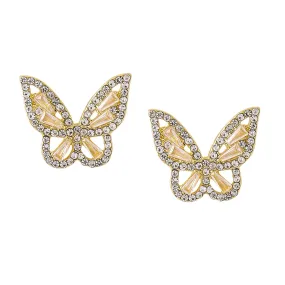 Yellow Chimes Earrings For Women Gold Tone Cystal Studded Butterfly Shape Stud Earrings For Women and Girls