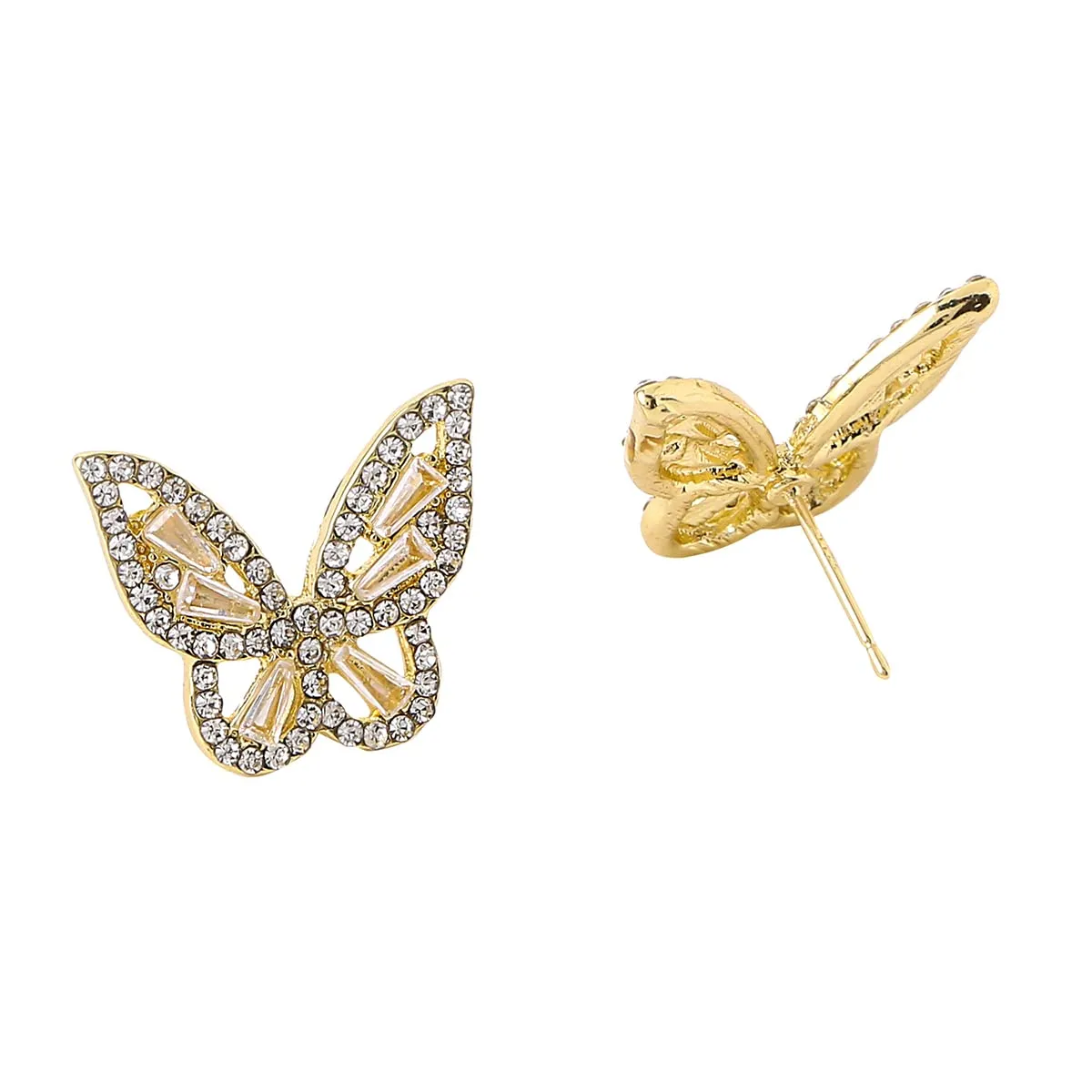 Yellow Chimes Earrings For Women Gold Tone Cystal Studded Butterfly Shape Stud Earrings For Women and Girls