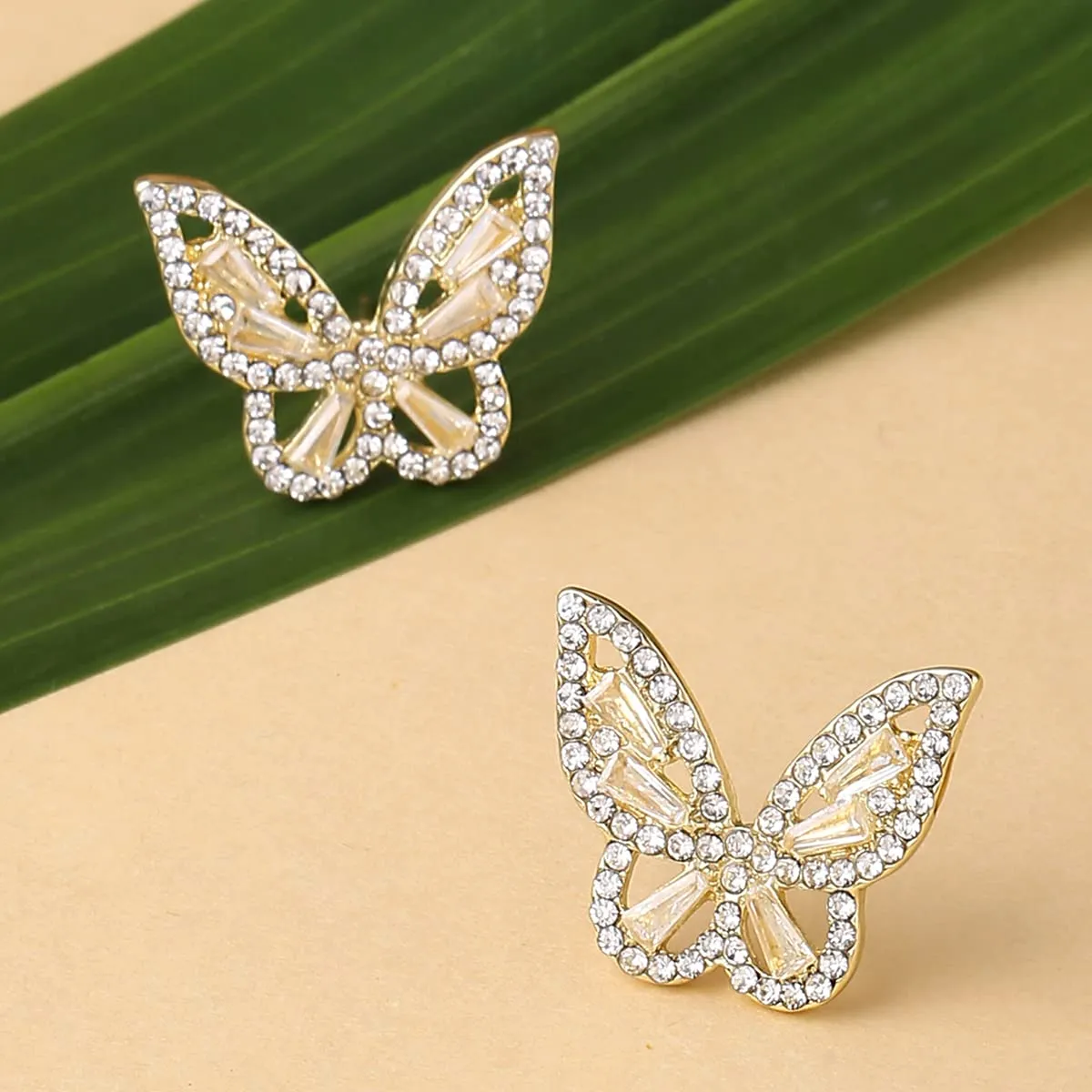 Yellow Chimes Earrings For Women Gold Tone Cystal Studded Butterfly Shape Stud Earrings For Women and Girls